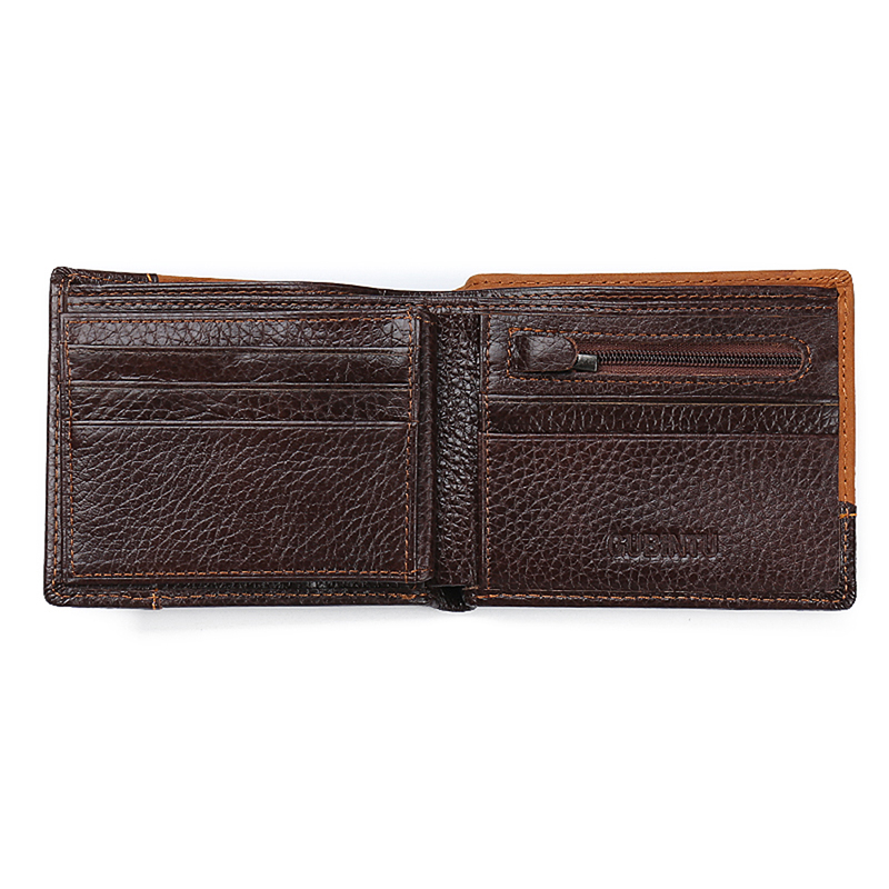 latest Men&apos;s Wallet, Men&apos;s Personality Stitching  Wallet Creative Genuine Leather Wallet Coin Purse