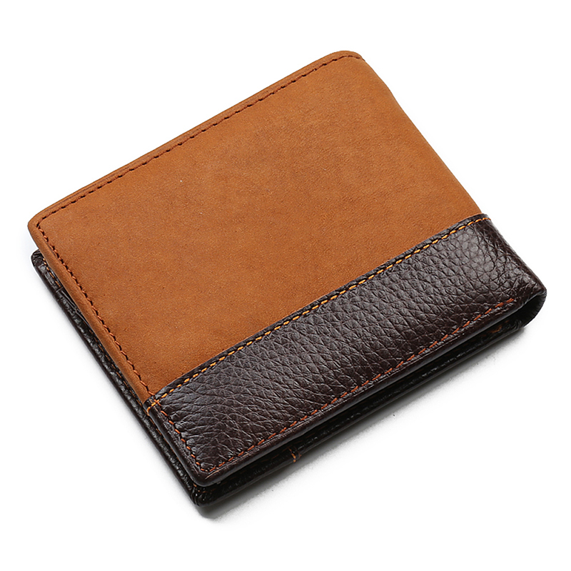 latest Men&apos;s Wallet, Men&apos;s Personality Stitching  Wallet Creative Genuine Leather Wallet Coin Purse