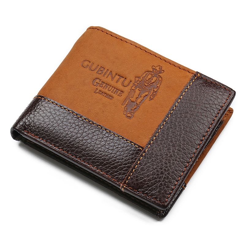 latest Men&apos;s Wallet, Men&apos;s Personality Stitching  Wallet Creative Genuine Leather Wallet Coin Purse
