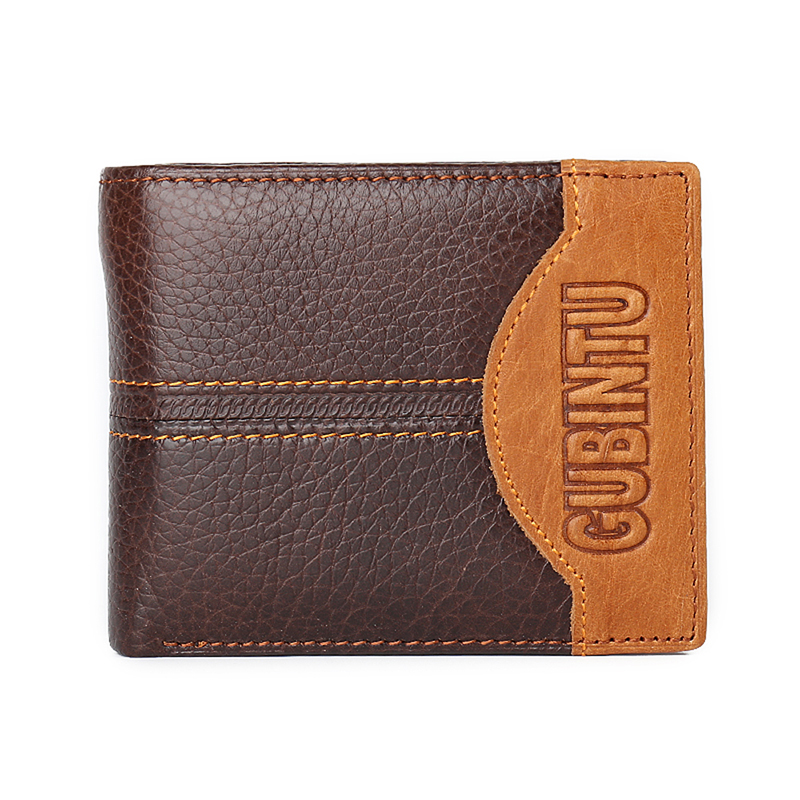 latest Men&apos;s Wallet, Men&apos;s Personality Stitching  Wallet Creative Genuine Leather Wallet Coin Purse