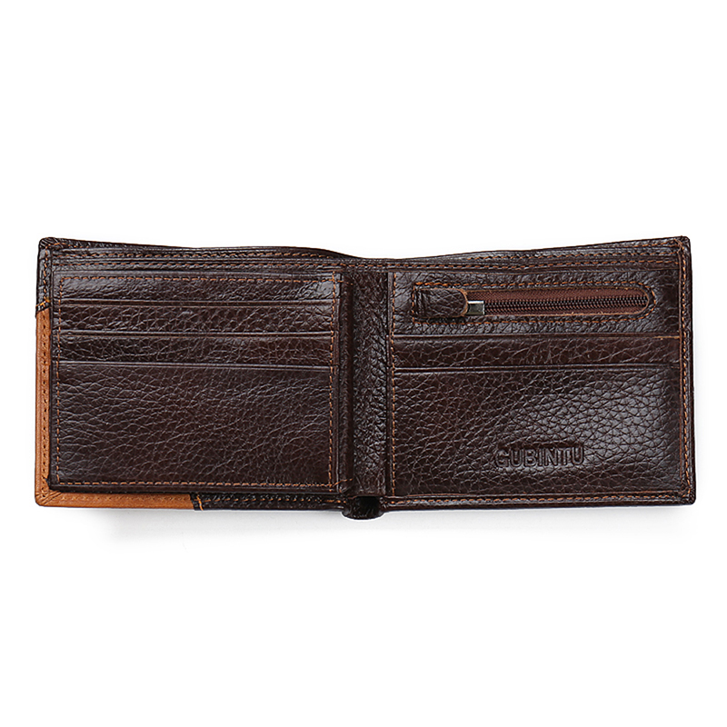 latest Men&apos;s Wallet, Men&apos;s Personality Stitching  Wallet Creative Genuine Leather Wallet Coin Purse