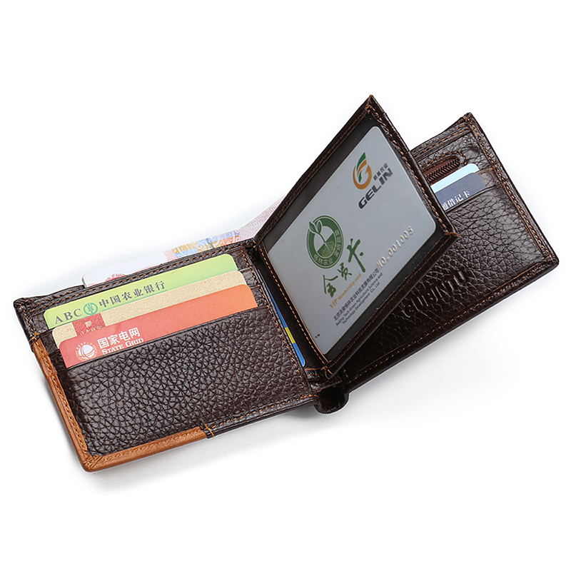 latest Men&apos;s Wallet, Men&apos;s Personality Stitching  Wallet Creative Genuine Leather Wallet Coin Purse