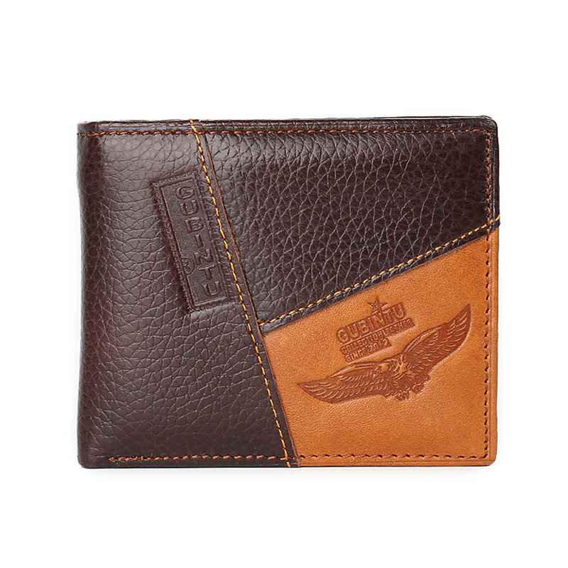 latest Men&apos;s Wallet, Men&apos;s Personality Stitching  Wallet Creative Genuine Leather Wallet Coin Purse