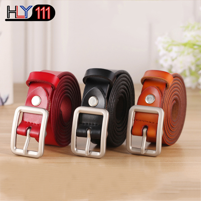 Fashion Trendy Ladies Belt Candy Sweet Needle Button Attractive Genuine Leather Belt for Women