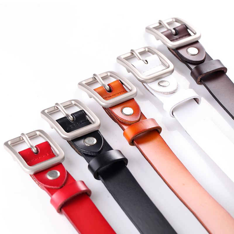 Fashion Trendy Ladies Belt Candy Sweet Needle Button Attractive Genuine Leather Belt for Women