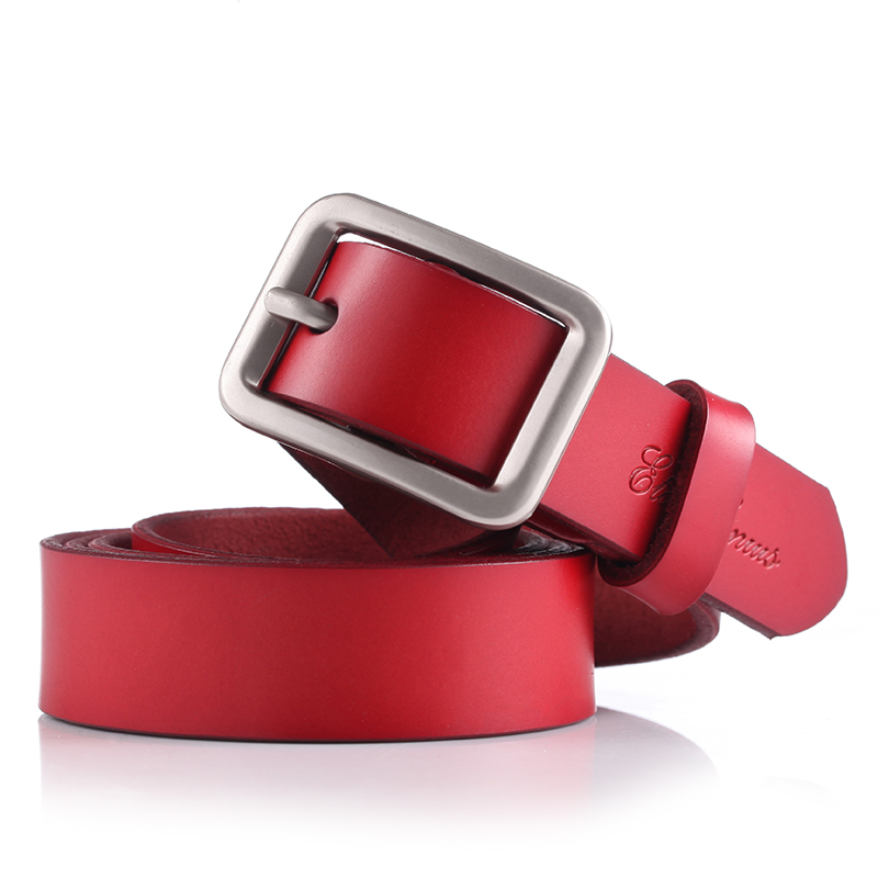 Fashion Trendy Ladies Belt Candy Sweet Needle Button Attractive Genuine Leather Belt for Women