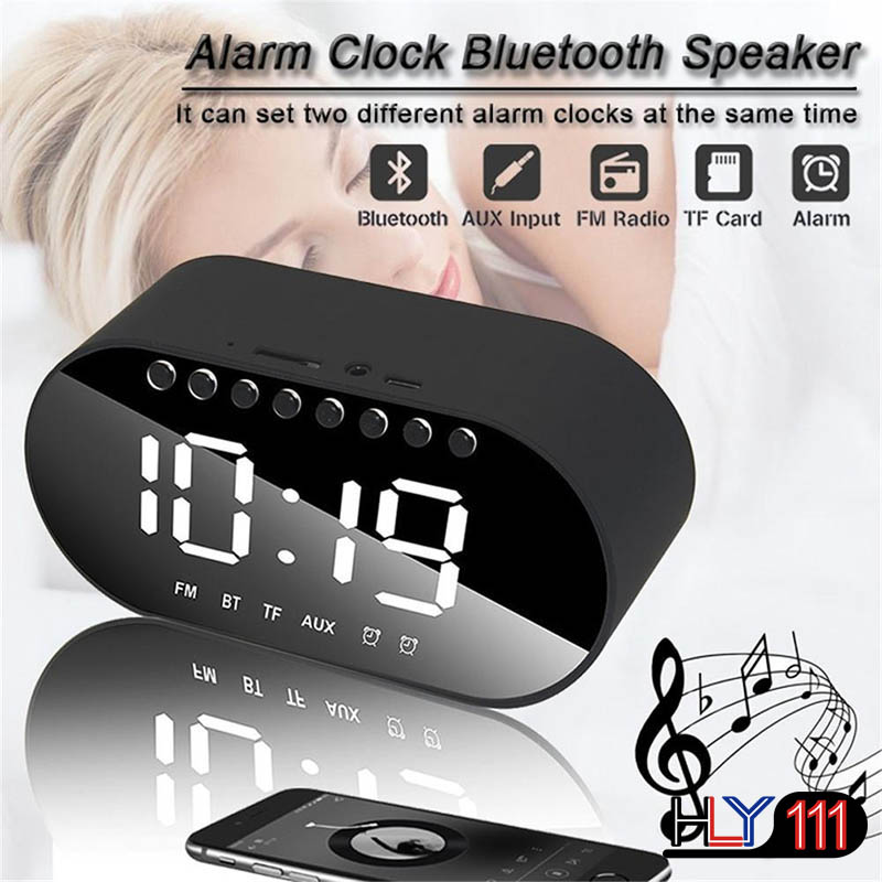 LED Alarm Clock Radio Home Bedroom Digital Clock Wireless Bluetooth Speakers Support Dual Alarm
