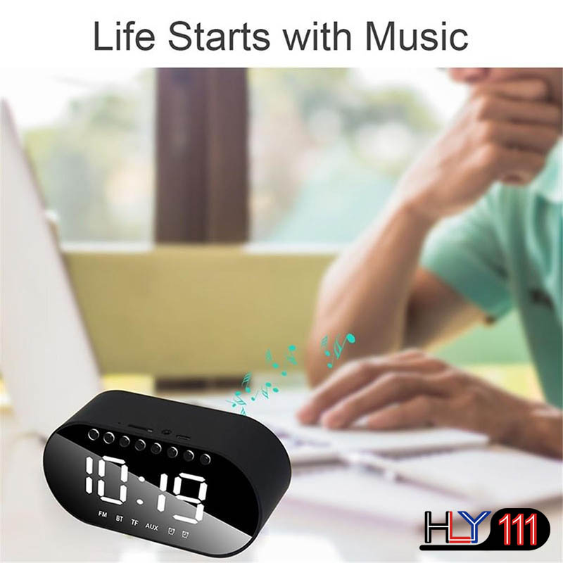 LED Alarm Clock Radio Home Bedroom Digital Clock Wireless Bluetooth Speakers Support Dual Alarm