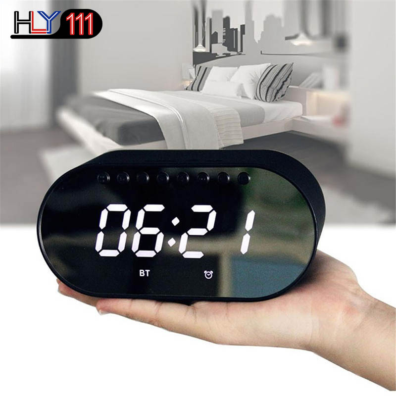 LED Alarm Clock Radio Home Bedroom Digital Clock Wireless Bluetooth Speakers Support Dual Alarm