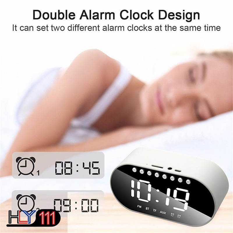 LED Alarm Clock Radio Home Bedroom Digital Clock Wireless Bluetooth Speakers Support Dual Alarm