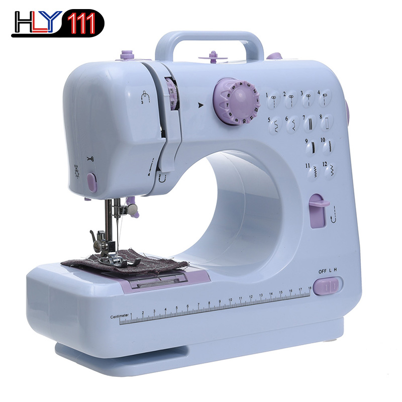 Portable Sewing Machine Mini Electric Household Crafting Mending Overlock 12 Stitches with Presser Foot Pedal Beginners Double Thread Speed Free-Arm Crafting Mending Machine