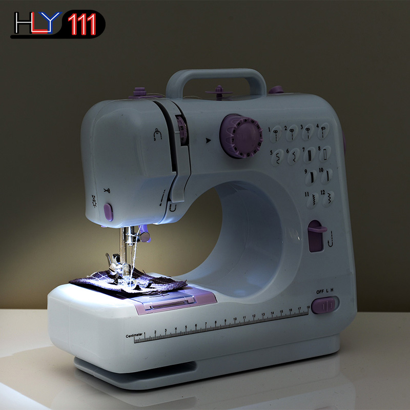 Portable Sewing Machine Mini Electric Household Crafting Mending Overlock 12 Stitches with Presser Foot Pedal Beginners Double Thread Speed Free-Arm Crafting Mending Machine