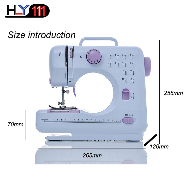 Portable Sewing Machine Mini Electric Household Crafting Mending Overlock 12 Stitches with Presser Foot Pedal Beginners Double Thread Speed Free-Arm Crafting Mending Machine