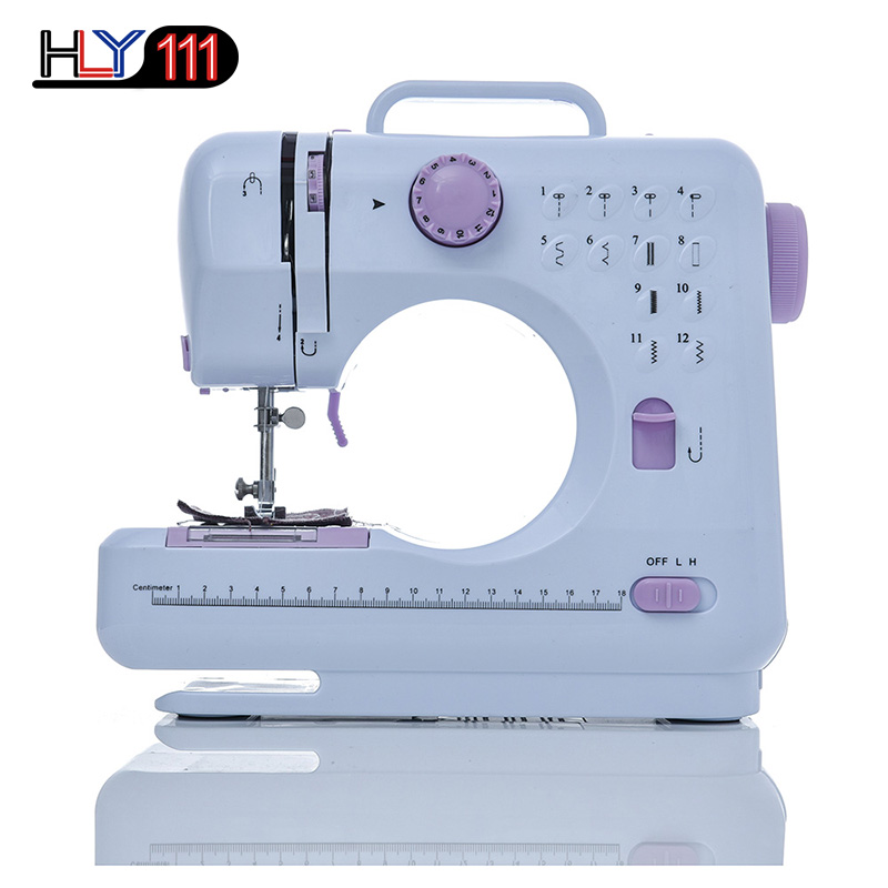 Portable Sewing Machine Mini Electric Household Crafting Mending Overlock 12 Stitches with Presser Foot Pedal Beginners Double Thread Speed Free-Arm Crafting Mending Machine
