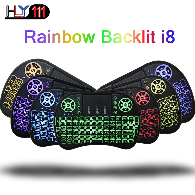 Backlit i8 Mini Wireless Keyboard 2.4ghz English Air Mouse Touchpad Remote Control Android TV Box