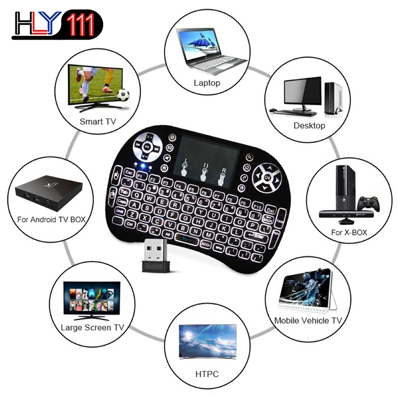 Backlit i8 Mini Wireless Keyboard 2.4ghz English Air Mouse Touchpad Remote Control Android TV Box