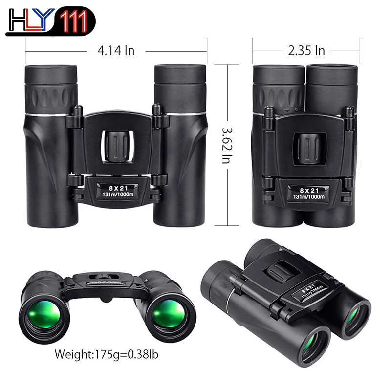 Mini 8x21 Zoom Binocular Long Range 3000m Folding HD Powerful  Telescope BAK4 FMC Optics Hunting