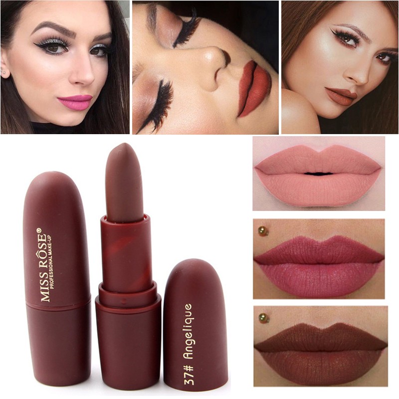 MISS ROSE Lipstick Matte Waterproof Lip Stick 18 Colors Sexy Pigments Makeup Lipsticks Beauty Lips