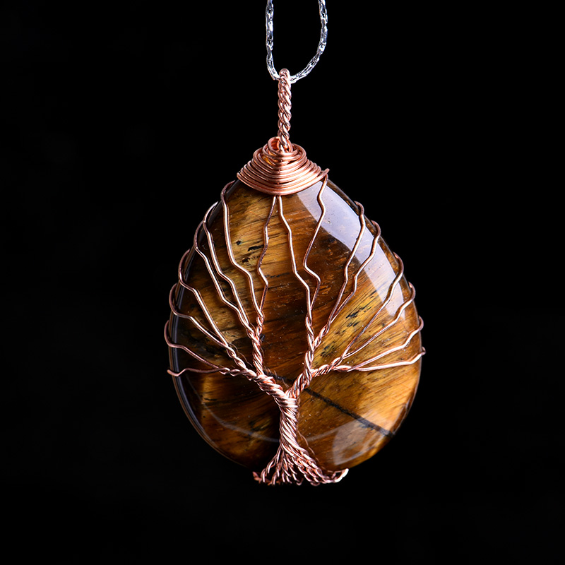 Natural rose quartz amethyst tree life guard mineral jewelry fashion couple decoration pendant DIY