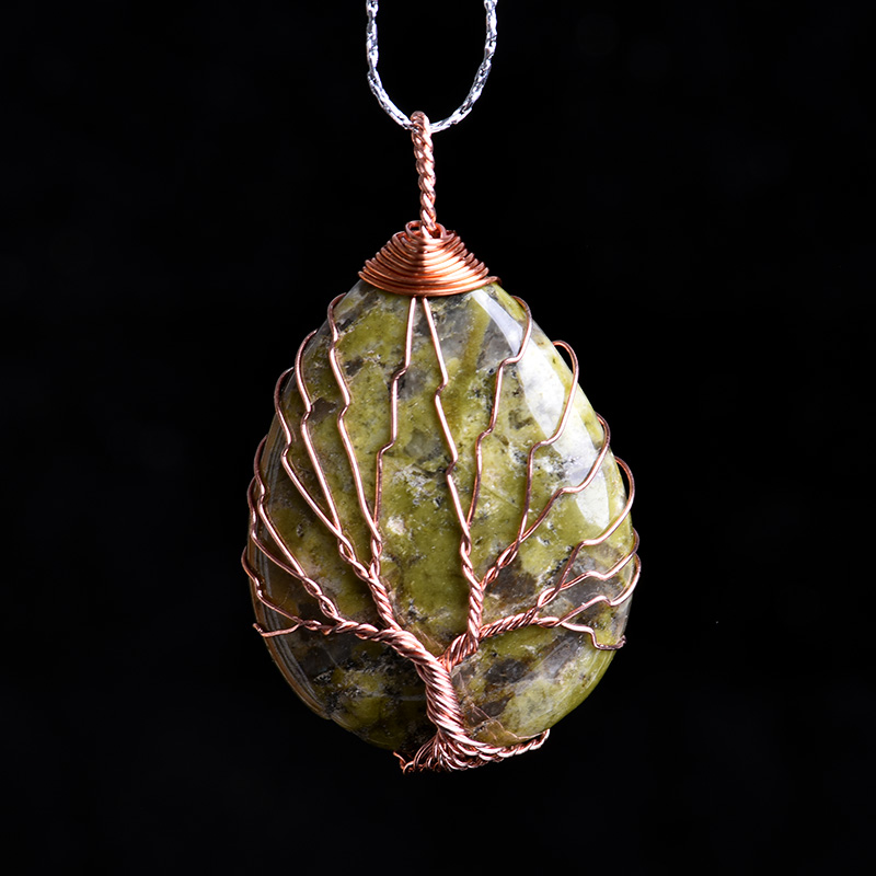 Natural rose quartz amethyst tree life guard mineral jewelry fashion couple decoration pendant DIY