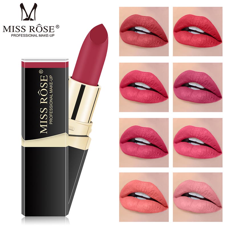 MISS ROSE Lipstick Matte Waterproof Make Up Long Lasting Lip Stick Easy To Wear Lipstick Lips Makeup