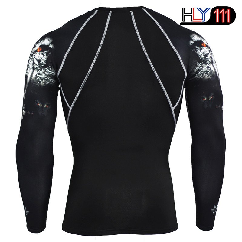 2Pcs/Set Men Running Sport Compression Tracksuit Sets Male Gym Fitness Training Sportswear Tees Tops Leggings Men's Fitness Clothing Suits Sports Tights Suit Round Neck Long Sleeve Pullover