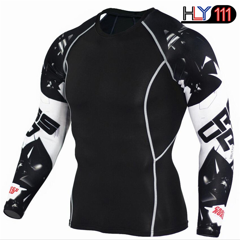 2Pcs/Set Men Running Sport Compression Tracksuit Sets Male Gym Fitness Training Sportswear Tees Tops Leggings Men's Fitness Clothing Suits Sports Tights Suit Round Neck Long Sleeve Pullover