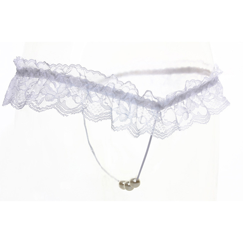 Women Sexy Lace Panties Open Crotch G-Strings with Massaging Bead Crotchless Erotic Sex Lingerie Toy