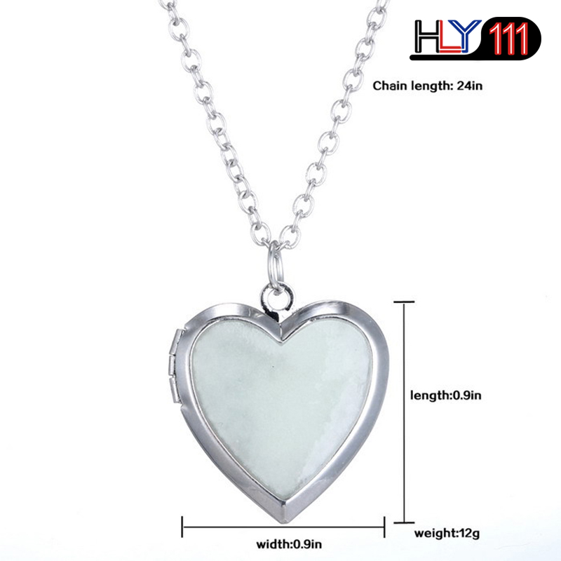 Glow in the Dark Necklace for women Photo Locket vintage Fluorescence heart Necklace Pendant Jewelry