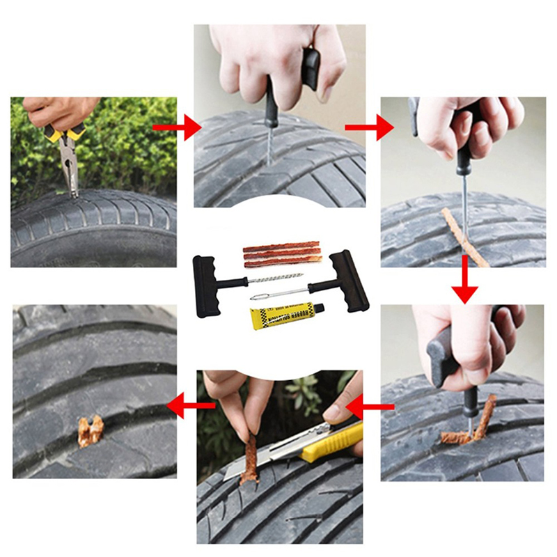 Car Tire Repair Tool Kit For Tubeless Emergency Tyre Fast Puncture Plug Repair Block Air Leaking