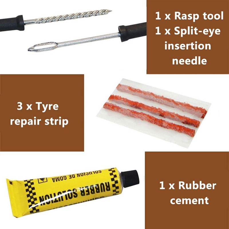 Car Tire Repair Tool Kit For Tubeless Emergency Tyre Fast Puncture Plug Repair Block Air Leaking