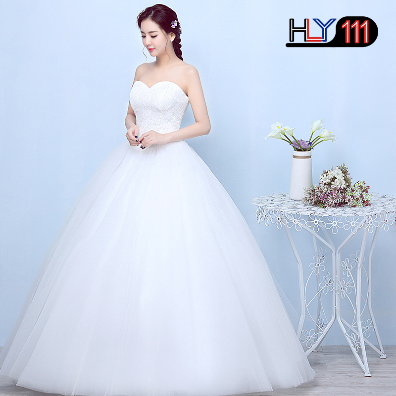 Simple generous lace Wedding Dress Strapless off White Fashion Sexy Wedding Dresses Gown brides