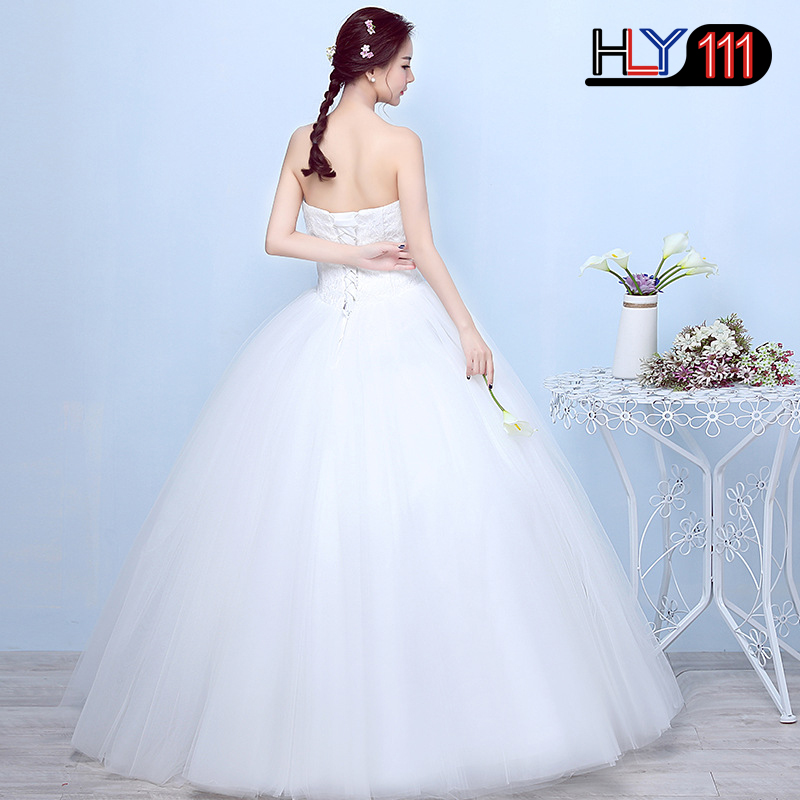 Simple generous lace Wedding Dress Strapless off White Fashion Sexy Wedding Dresses Gown brides