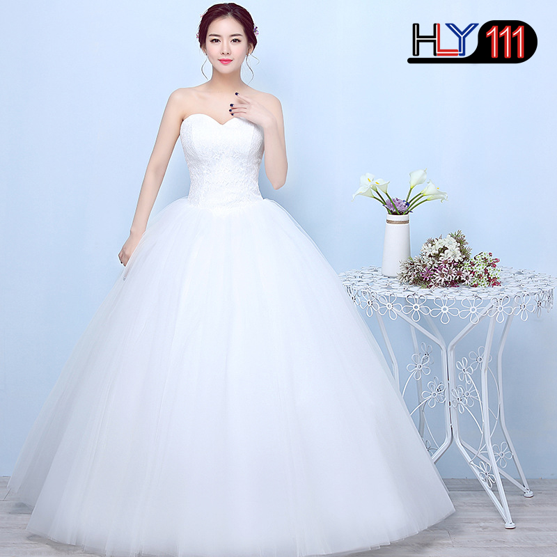 Simple generous lace Wedding Dress Strapless off White Fashion Sexy Wedding Dresses Gown brides