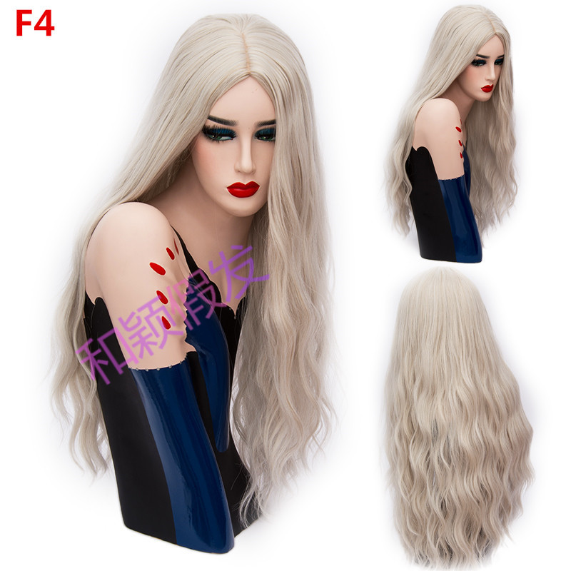 70CM Long Pink Wavy Wigs Cosplay Natural Synthetic Women&apos; s Blonde Wig 29 Colors Heat Resistant Hair