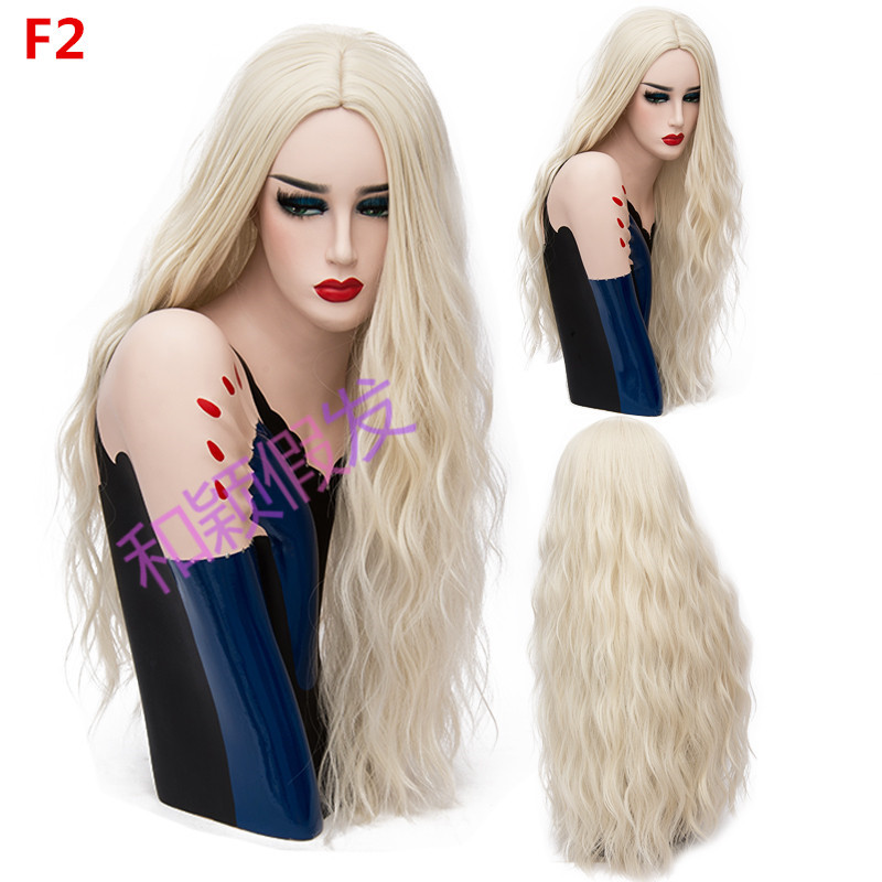 70CM Long Pink Wavy Wigs Cosplay Natural Synthetic Women&apos; s Blonde Wig 29 Colors Heat Resistant Hair