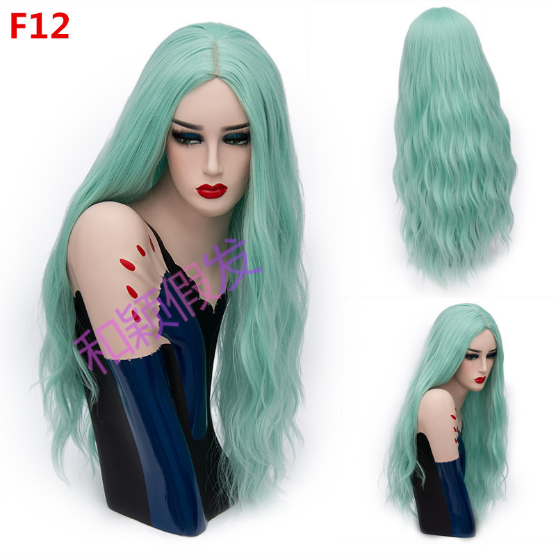 70CM Long Pink Wavy Wigs Cosplay Natural Synthetic Women&apos; s Blonde Wig 29 Colors Heat Resistant Hair