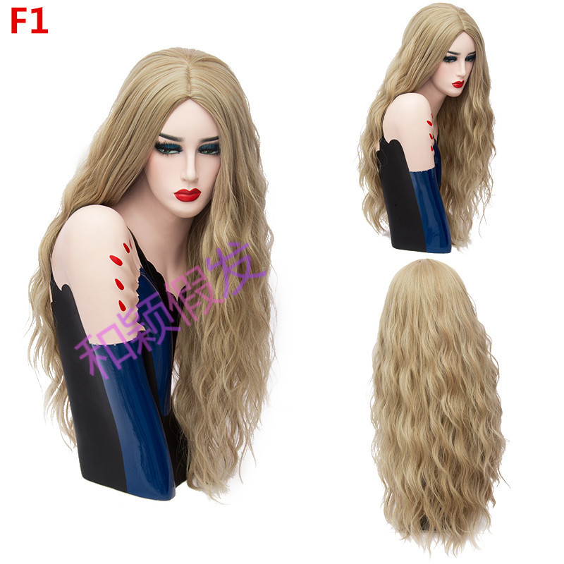 70CM Long Pink Wavy Wigs Cosplay Natural Synthetic Women&apos; s Blonde Wig 29 Colors Heat Resistant Hair