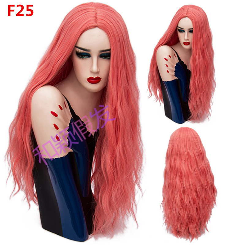 70CM Long Pink Wavy Wigs Cosplay Natural Synthetic Women&apos; s Blonde Wig 29 Colors Heat Resistant Hair