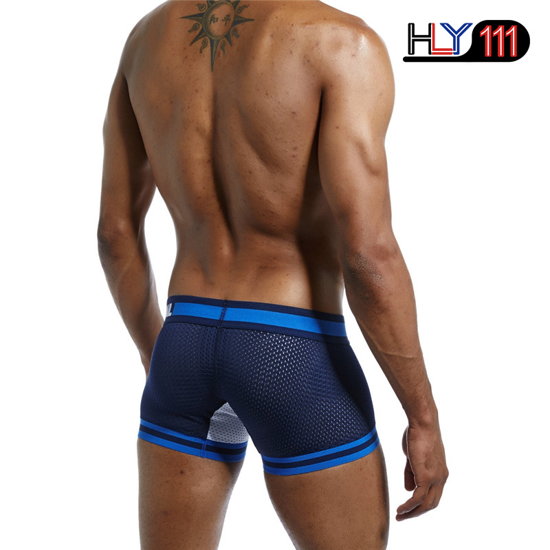 Underwear Boxer Men Breathable Mesh Men&apos;s Boxers Male Underpants Sexy Panties Cotton Mens Bodysuit