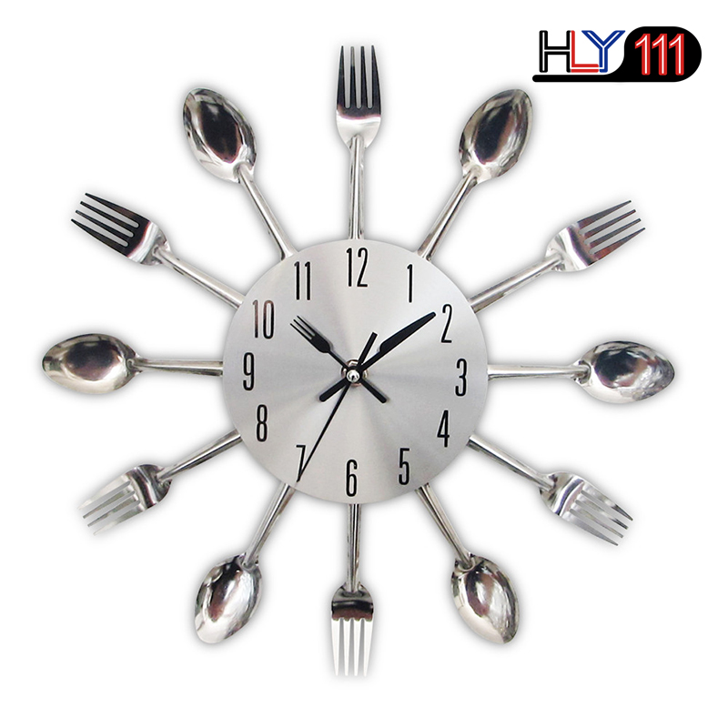 Cutlery Design Kitchen Wall Clock Multicolor Metal Fork Spoon Modern Cutlery Clock For Home Living Room Decoration Kitchen Clocks Wall Art Cutlery Mounted Clocks Modern Design Home Decorative