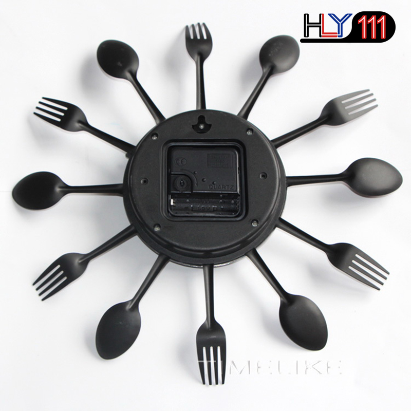 Cutlery Design Kitchen Wall Clock Multicolor Metal Fork Spoon Modern Cutlery Clock For Home Living Room Decoration Kitchen Clocks Wall Art Cutlery Mounted Clocks Modern Design Home Decorative
