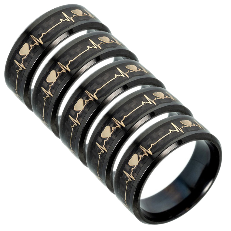 2020 Luminous ECG Ring Stainless Steel Ring Promise Heartbeat Ring Glowing Jewelry for Men Women