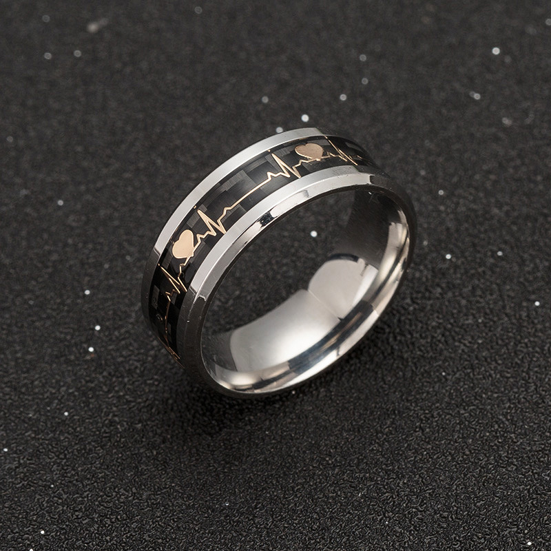 2020 Luminous ECG Ring Stainless Steel Ring Promise Heartbeat Ring Glowing Jewelry for Men Women