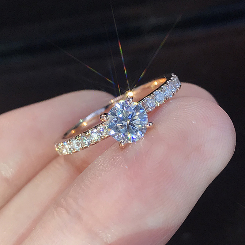 New Trendy Crystal Engagement Hot Sale Rings For Women AAA White Zircon elegant rings Female jewelry