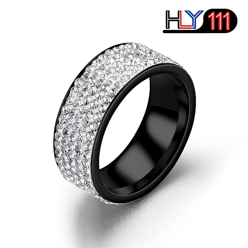 2020 latest Stainless Steel Ring 5 Rows Gold rings Crystal Ring Wedding Rings for Women Men Jelwery