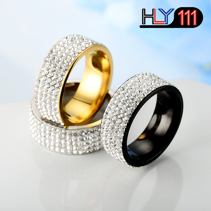 2020 latest Stainless Steel Ring 5 Rows Gold rings Crystal Ring Wedding Rings for Women Men Jelwery