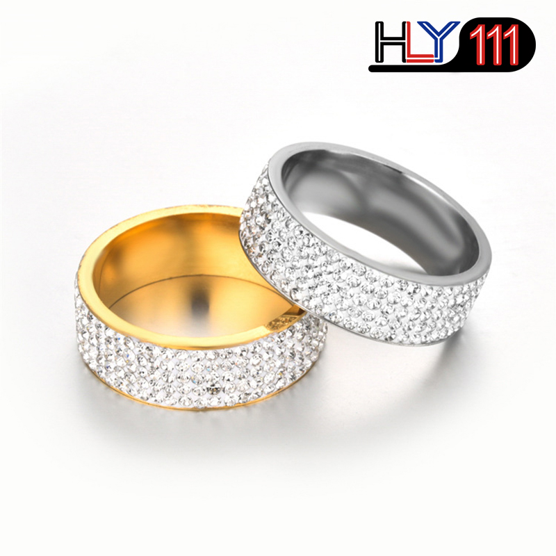 2020 latest Stainless Steel Ring 5 Rows Gold rings Crystal Ring Wedding Rings for Women Men Jelwery