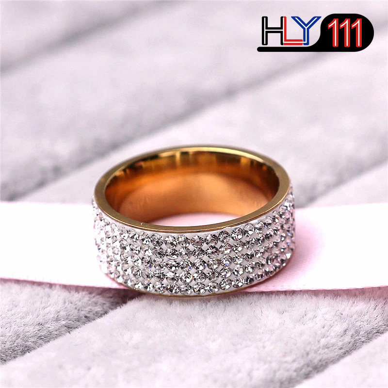 2020 latest Stainless Steel Ring 5 Rows Gold rings Crystal Ring Wedding Rings for Women Men Jelwery