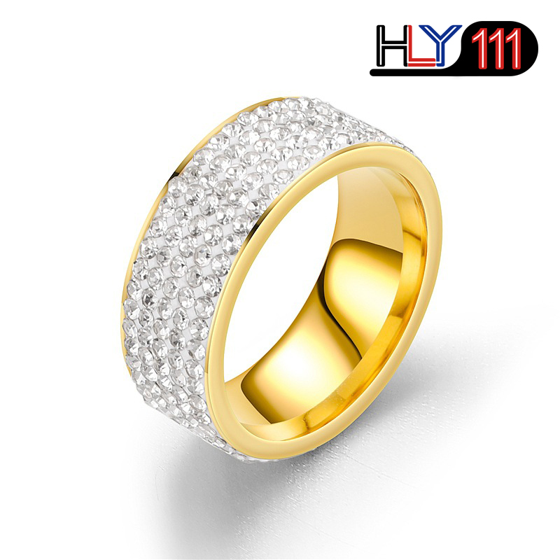2020 latest Stainless Steel Ring 5 Rows Gold rings Crystal Ring Wedding Rings for Women Men Jelwery